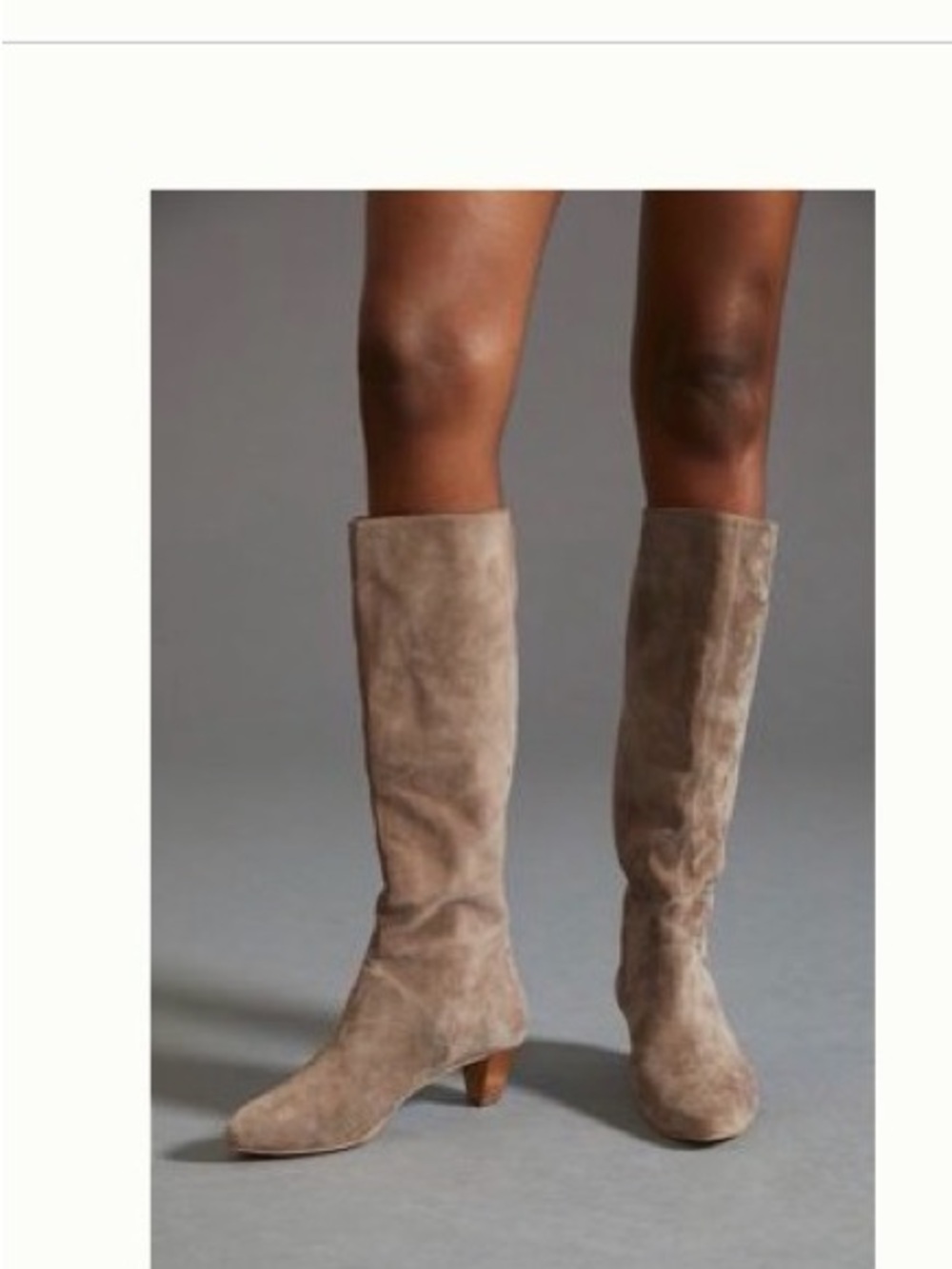 Kitten-heel slouch boots in tan